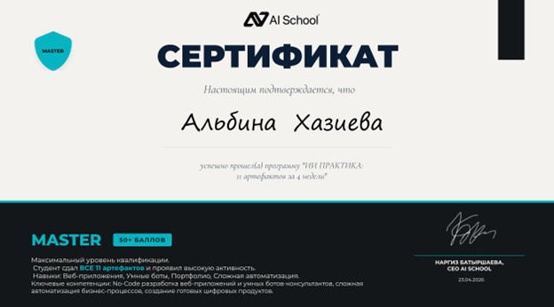 Сертификат AI School