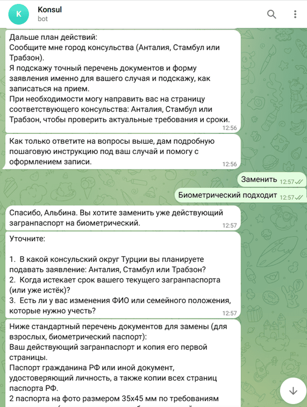 Бот Konsul скриншот 2